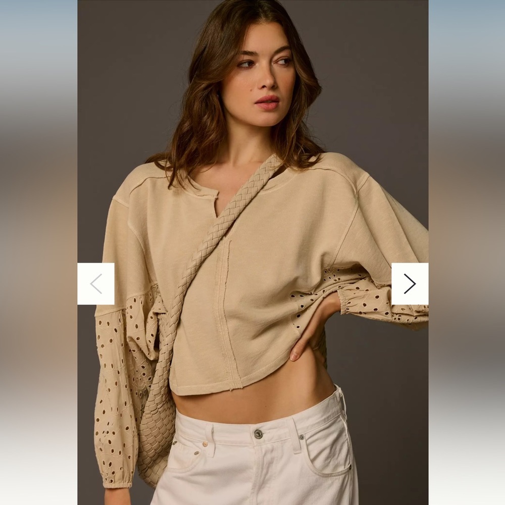 Pilcro Batwing Eyelet Sweatshirt